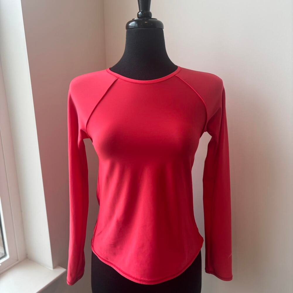 Red All in Motion Long Sleeve Swim Shirt, chlorine resistant, Sz Medium